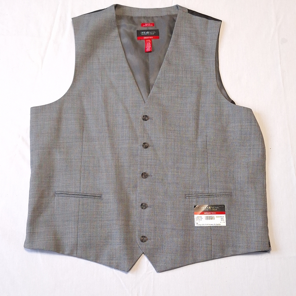 NWT Kenneth Cole Awearness Slim Fit Gray Vest, XXXL